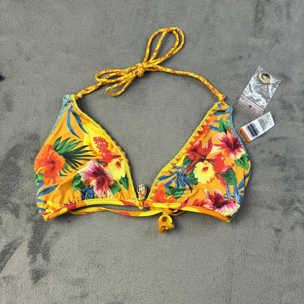 Banana‎ Moon Bikini Top Womens XL Reversible Floral Shell Accent Swim Beach